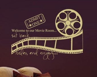 Welcome to Our Movie Room Sit Back Relax Enjoy Decal • Vinyl Lettering • Theater Room • Wall Art Graphics Lettering Decals Stickers 1080