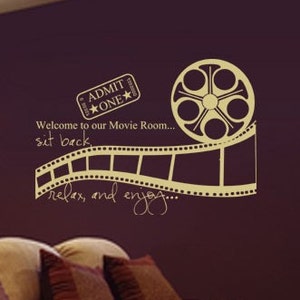 Welcome to Our Movie Room Sit Back Relax Enjoy Decal Vinyl Lettering Theater Room Wall Art Graphics Lettering Decals Stickers 1080 image 1