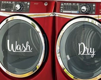 Wash Dry Decals - Laundry Room Decor - Vinyl Lettering - Removeable - Washer Dryer Decor - Wall Art Words Text Door Sticker Decal 1889