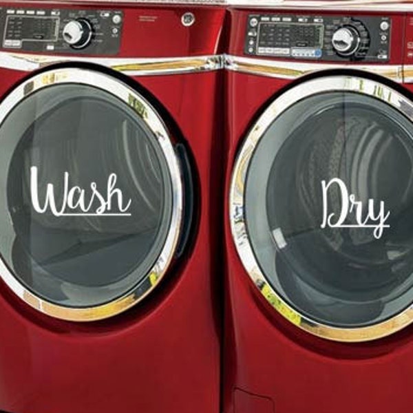 Wash Dry Decals - Laundry Room Decor - Vinyl Lettering - Removeable - Washer Dryer Decor - Wall Art Words Text Door Sticker Decal 1889