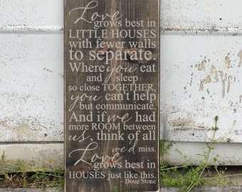 Love Grows Best in Little Houses Wood Sign - Mother's Day Gift - Present - Distressed Wooden Sign - Signs - Wall Art - Family Signs -S101
