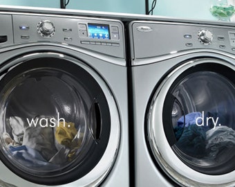 Wash Dry - Simple Style - Laundry Room Decor Wall Art Words Text Door Sticker Decal - Vinyl Lettering - Home Decor Stickers Decals 1873