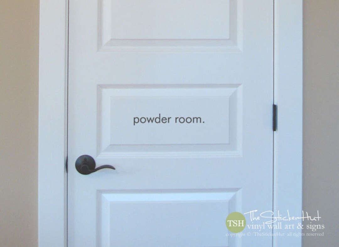 Powder Room. Door Decal Bathroom Decor Vinyl Wall Art Graphic Stickers ...