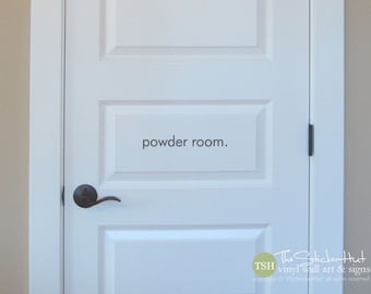 powder room. Door Bathroom Decor Vinyl Wall Art Graphic Stickers Decals 1827