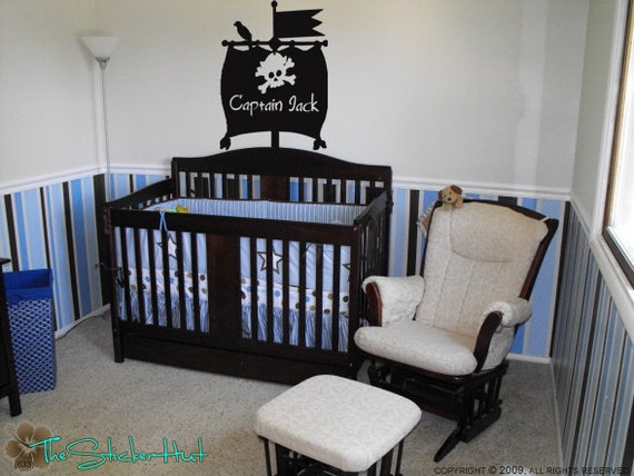 Pirates Ship Mast With Your Custom Name Boys Bedroom Decor Nursery Decor Little Boy Pirate Theme Vinyl Wall Stickers Decals 633