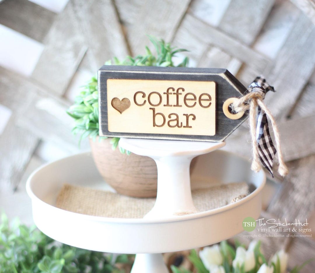 Coffee Bar Tag Sign Mini Wood Block Sign - Coffee Bar Decor - Tiered ...