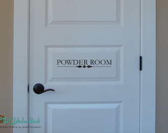 Powder Room - Bathroom Room Decor - Home Decor Ideas - Vinyl Letters Lettering - Door Decals Wall Art Words Text Door Sticker Decal 1625