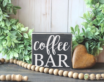 Coffee Bar Wood Sign - Home Decor - Wood Sign - Wooden Signs - Tray Decor - Tiered Tray Coffee Sign - Kitchen Decor - Small Mini Block M149