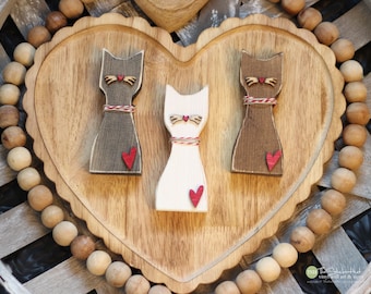 Mini Wood Cats for Tiered Tray - Mini Cat - Kitchen Decor - Coffee Bar - Wood Signs - Cat Lover Decor - Tray Decor -Desk Decor - Kitty Cat
