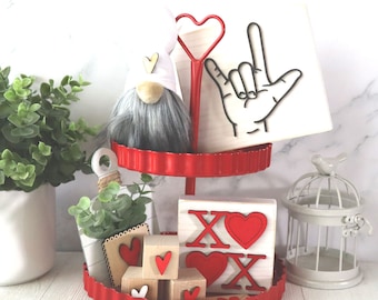 Valentine Signs Decor - Tiered Tray Set - Mix Match Items Mini Signs Garlands 3D Signs - Valentine Items - Coffee Bar - Wood Signs