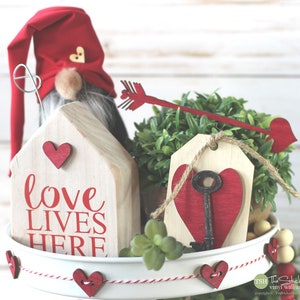 Red & White Valentine Signs - Tiered Tray Set - Mix and Match Items Mini Signs Garlands 3D Signs - Farmhouse - Coffee Bar - Wood Signs