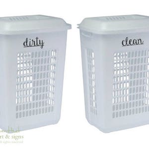Dirty Clean Decals - Laundry Room Decor - Vinyl Lettering - Removeable - Laundry Hamper Decor - Wall Art Words Text Door Sticker Decal 1985 image 1