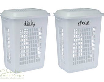 Dirty Clean Decals - Laundry Room Decor - Vinyl Lettering - Removeable - Laundry Hamper Decor - Wall Art Words Text Door Sticker Decal 1985