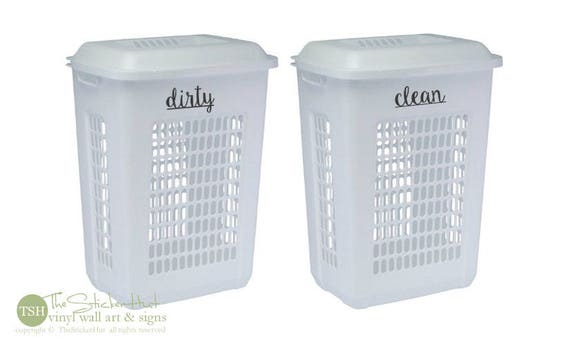 Dirty Clean Decals - Laundry Room Decor - Vinyl Lettering - Removeable - Laundry Hamper Decor - Wall Art Words Text Door Sticker Decal 1985