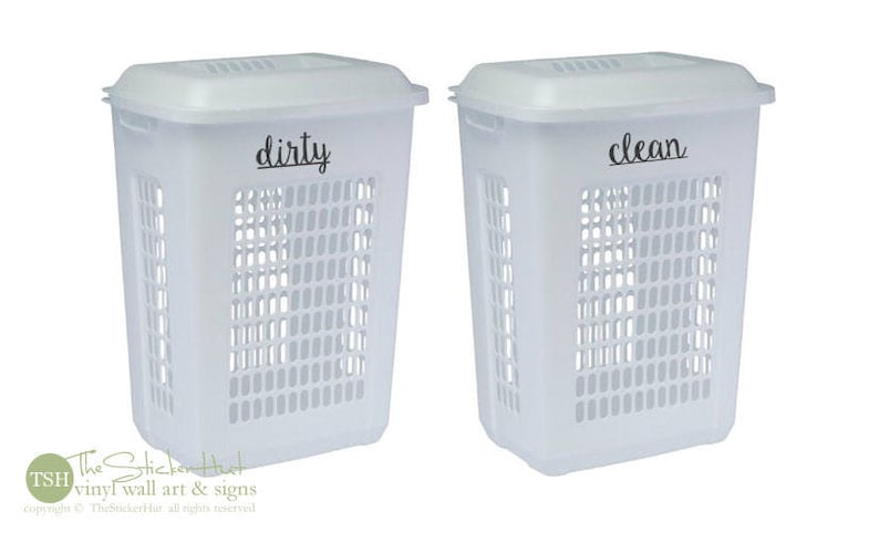Dirty Clean Decals - Laundry Room Decor - Vinyl Lettering - Removeable - Laundry Hamper Decor - Wall Art Words Text Door Sticker Decal 1985 image 1