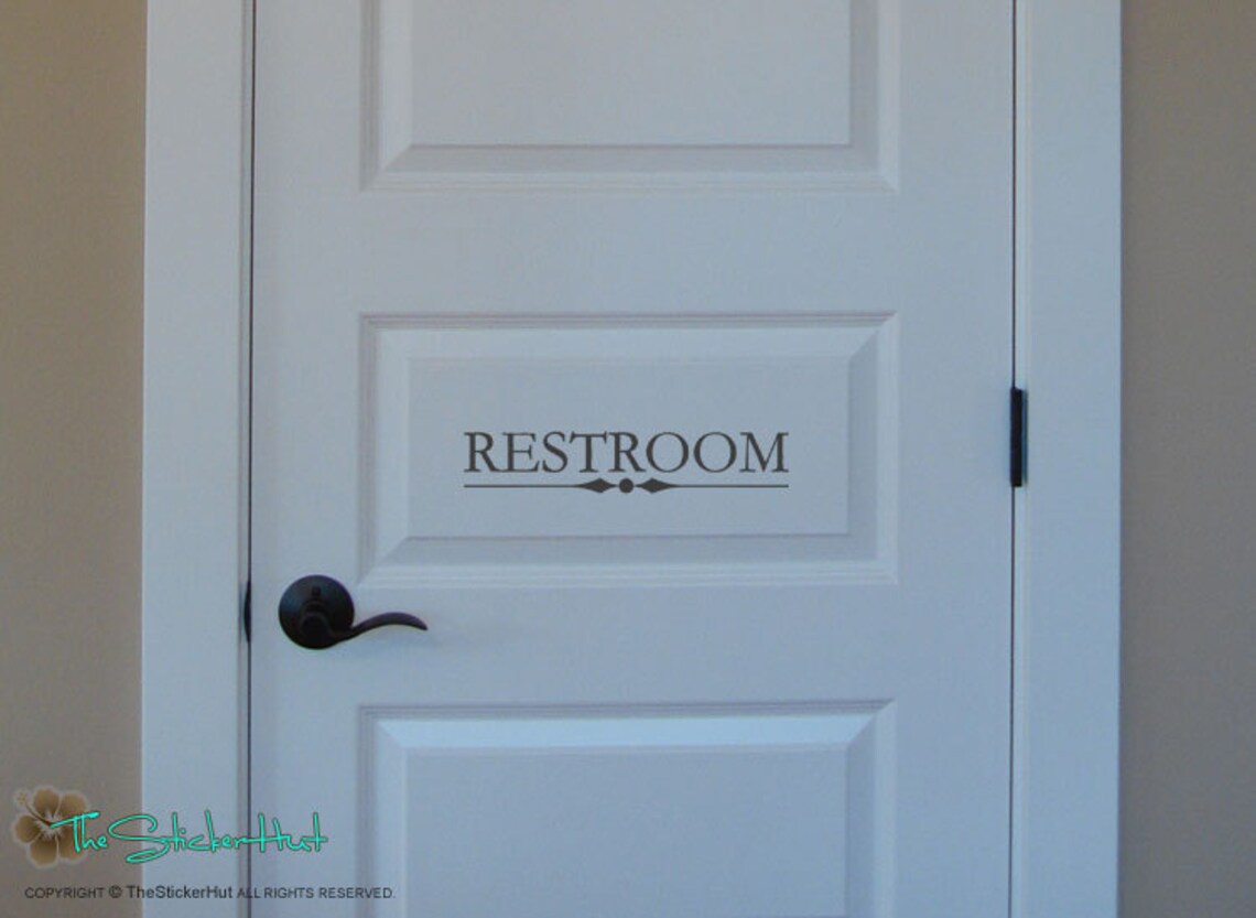 Restroom Bathroom Door Room Decor Vinyl Lettering Door - Etsy