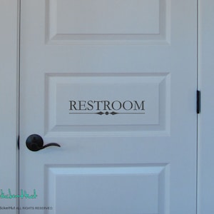 Restroom - Bathroom Door • Room Decor • Vinyl Lettering • Door Label • Organizatgion • Wall Art • Words Text Door Sticker Decal 1734