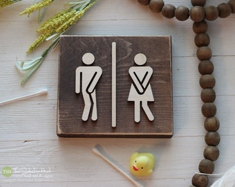 Need to Potty Bathroom Sign Mini Block - 3D Bathroom Decor - Wooden Sign - Wood Signs - Bathroom Sayings Quotes - Small MiniBlock