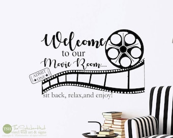 Welcome to Our Movie Room Sit Back Relax Enjoy Decal • Vinyl Lettering • Theatre Room • Wall Art Graphics Lettering Decals Stickers 2004