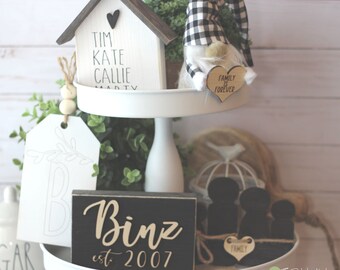 Family Signs - Home Sign - Custom House - Tiered Tray Set - Mix Match Items - Gnome Mini Signs 3D Signs - Cottage Farmhouse Wood Signs G112