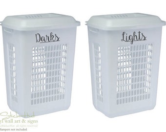 Darks Lights Decals - Laundry Room Decor - Vinyl Lettering - Removeable - Laundry Hamper Decor - Wall Art Words Text Door Sticker Decal 2051