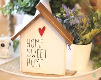 Home Sweet Home Tiered Tray House - Tiered Tray Sign - Mix and Match Items - 3D Signs - Wood House - Christmas Gift - Coffee Bar Signs