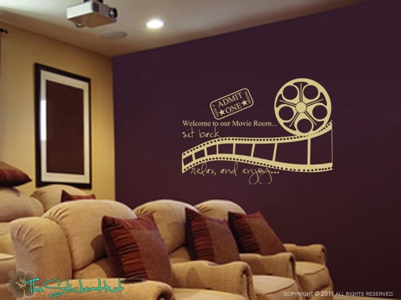 Welcome to Our Movie Room Sit Back Relax Enjoy Decal Vinyl Lettering Theater Room Wall Art Graphics Lettering Decals Stickers 1080 image 1
