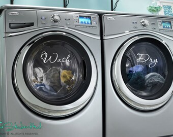 Wash Dry - Fancy - Laundry Room Decor - Vinyl Lettering - Removeable - Washer Dryer Decor - Wall Art Words Text Door Sticker Decal 1716