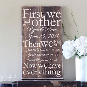 First We Had Each Other Then We Had You Now We Have Everything Wood Sign - Custom Mothers Day Gift - Anniversary Present - Family Sign S227