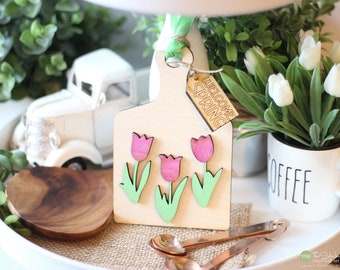 Welcome Spring Mini Cutting Board - Tiered Tray - Tray Decor - Home Decor - Kitchen Tray - Centerpiece - Dining Room Decor - 3D Signs - G119