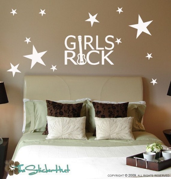 girls rock guitar star girls bedroom wall decor wall | etsy