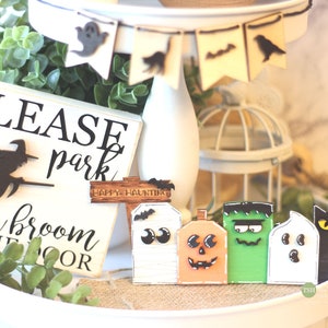 Halloween Signs - Tiered Tray Set - Mix and Match Items - Ghost Witch Cat Bat - Mini Signs 3D Signs - Coffee Bar Wood Signs
