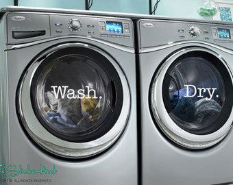 Wash. Dry. Decals - Simple Style - Laundry Room Decor - Vinyl Lettering - Wall Decals - Wall Art Words - Washer Dryer - Sticker Decal 1718