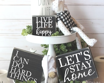 Rustic Farmhouse Signs Sets - Tiered Tray Set - Mix and Match Items - Mini Signs 3D Signs - Coffee Bar Wood Signs - Hello Choose Faith -M137