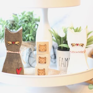 Mini Wood Cats for Tiered Tray - Mini Cat Blocks - Kitchen Decor - Coffee Bar - Wood Signs - Cat Lover Decor - Tray Decor - Kitty Cat