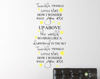 Twinkle Twinkle Little Star Wall Decals - Toddle Decor - Nusery Decor - Vinyl Decal Sticker - Inspirational Quote - Stickers Decals 2055