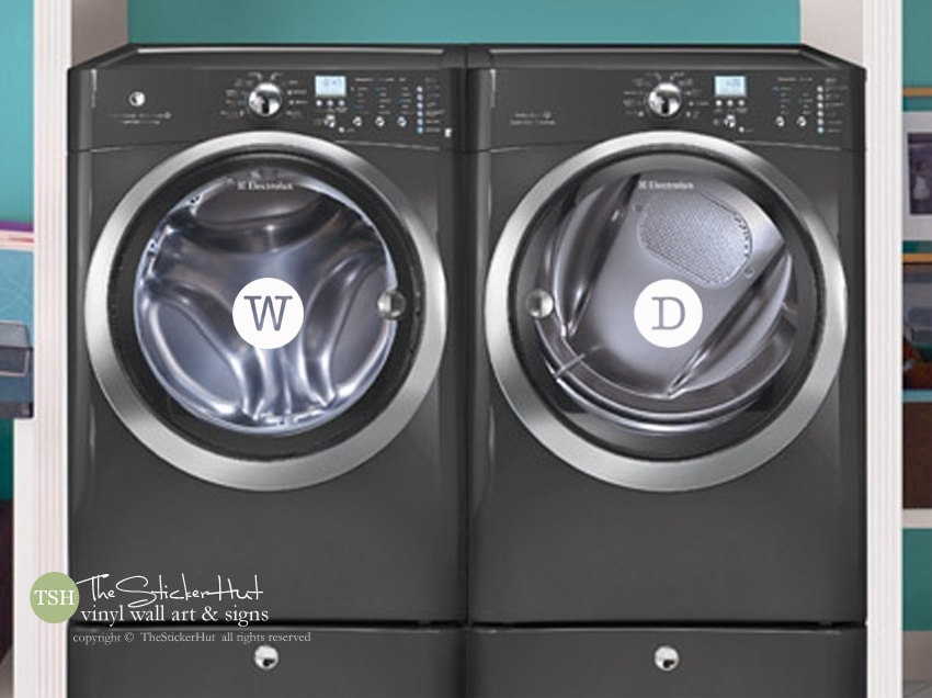 W D Washer Dryer Decals Laundry Room Decor Vinyl Lettering Etsy