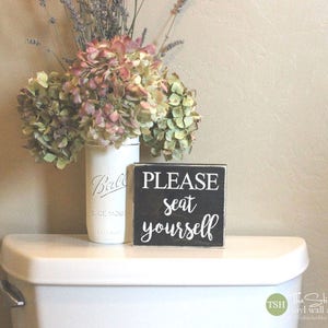 Please Seat Yourself Mini Block Wood Sign - Bathroom Decor - Wood Sign - Wooden Signs - Funny Sayings - Quotes - Small MiniBlock M009