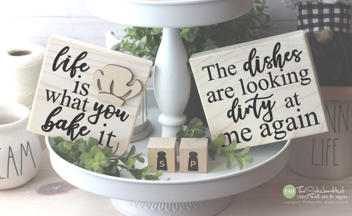 Dinner Set Sign Kitchen Cooking Signs - Tiered Tray Set - Mix and Match Items - Mini ...
