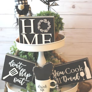 Kitchen Signs - Tiered Tray Decor - Farmhouse Decor - Mix Match Items - Mini Signs 3D Signs - Gnome - Coffee Bar - Wood Signs Rae Dunn Deco