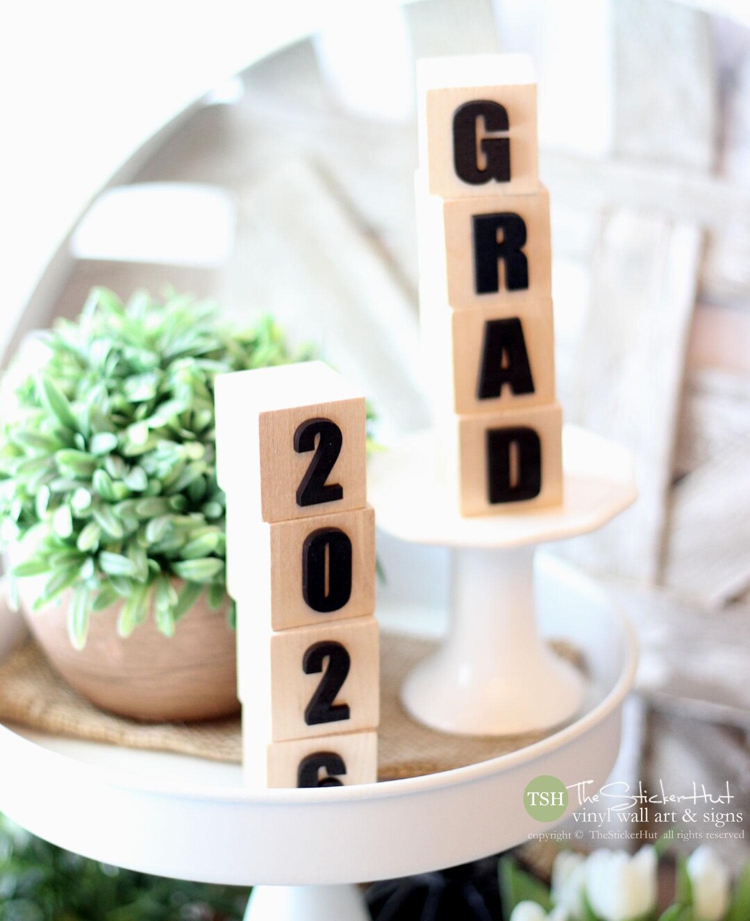 2026 Grad Wood Blocks - Graduation Decor Wood Blocks, 3D Lettering ...