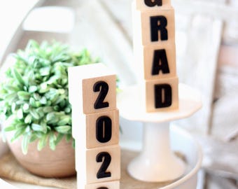 2026 Grad Wood Blocks - Graduation Decor Wood Blocks, 3D Lettering, Tiered Tray Decor, Home Decor, Tray Decor, Mini Wood Blocks, Mini Blocks