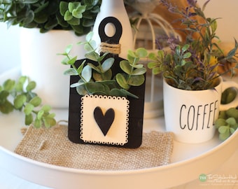Mini Cutting Board Flower Holder - Coffee Cup - Home Sign - Tiered Tray Set - Mini Signs 3D Signs - Cottage - Farmhouse - Entry Wood Signs