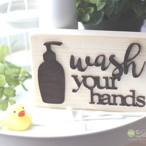 Wash Your Hands Bathroom Sign Mini Block - 3D Sign - Bathroom Decor - Wooden Sign - Wood Signs - Bathroom Sayings Quotes - Small MiniBlock