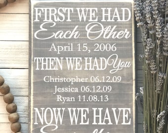 First We Had Each Other Wood Sign - Gifts for Wife - Farmhouse Wooden Sign - Custom Wood Sign - Anniversary Gift Idea, Home Décor Signs S356