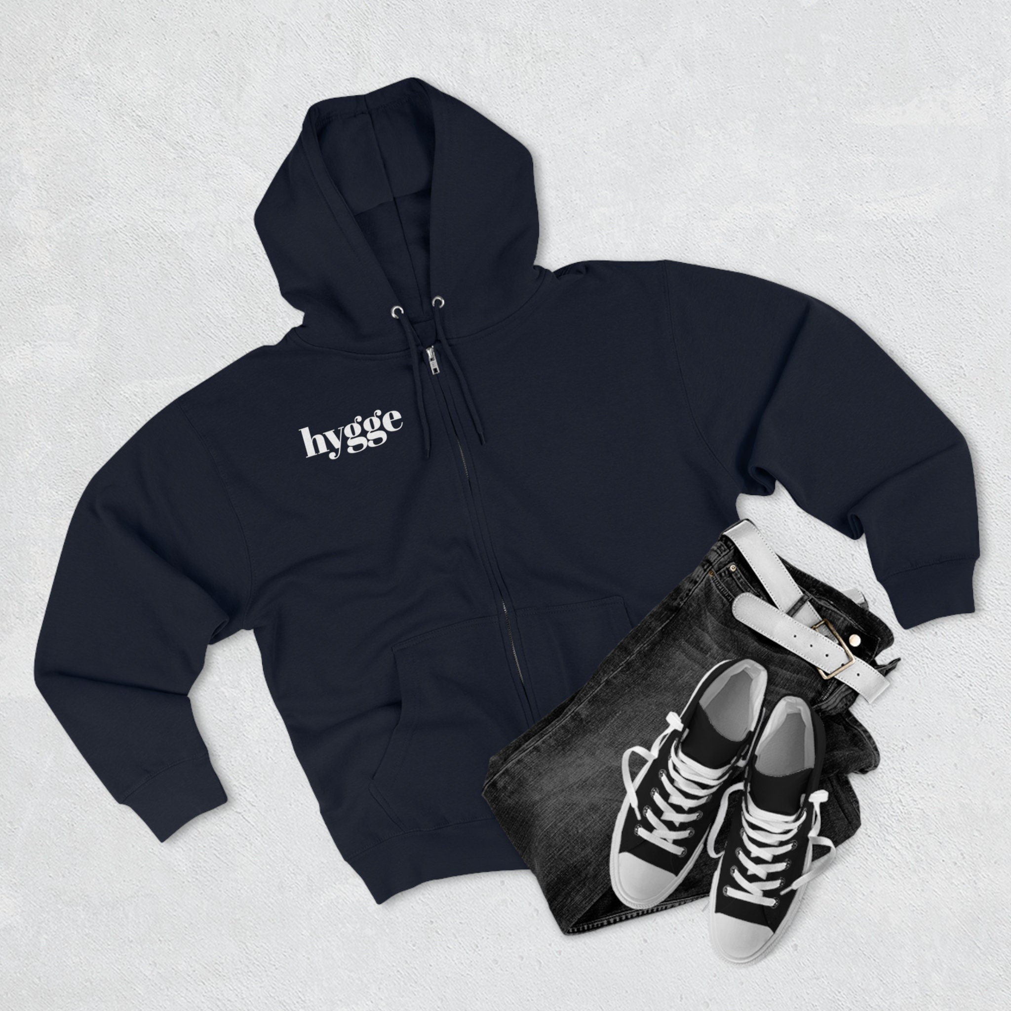 HYGGE Unisex Zip Hoodie, Hygge Unisex, Nordic Design, Gift HYGGE Unisex Zip Hoodie, Hygge Unisex, Nordic Design, Gift