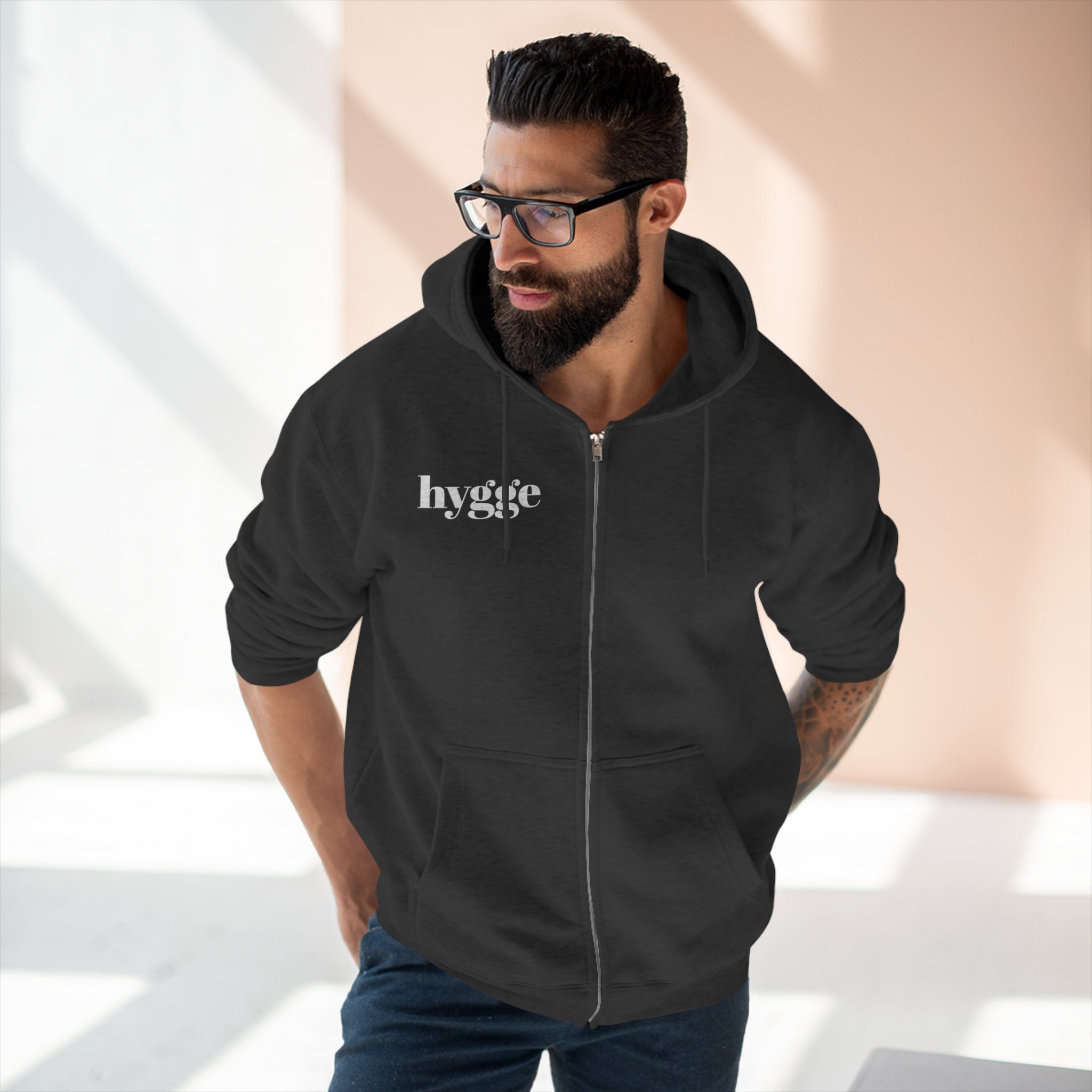 HYGGE Unisex Zip Hoodie, Hygge Unisex, Nordic Design, Gift HYGGE Unisex Zip Hoodie, Hygge Unisex, Nordic Design, Gift