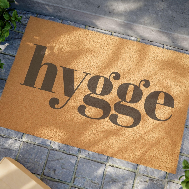 Felpudo Hygge, alfombra ecológica de diseño nórdico danés - Decoración escandinava, felpudo de bienvenida, regalo Hygge, alfombra de entrada, felpudo sostenible imagen 3
