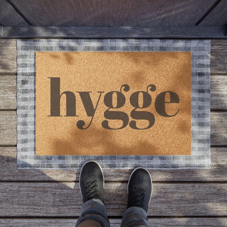 Felpudo Hygge, alfombra ecológica de diseño nórdico danés - Decoración escandinava, felpudo de bienvenida, regalo Hygge, alfombra de entrada, felpudo sostenible imagen 2