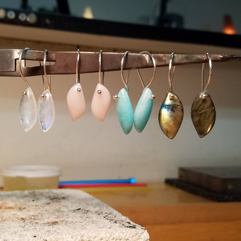 Semiprecious stone earrings with argentium earwires image 1